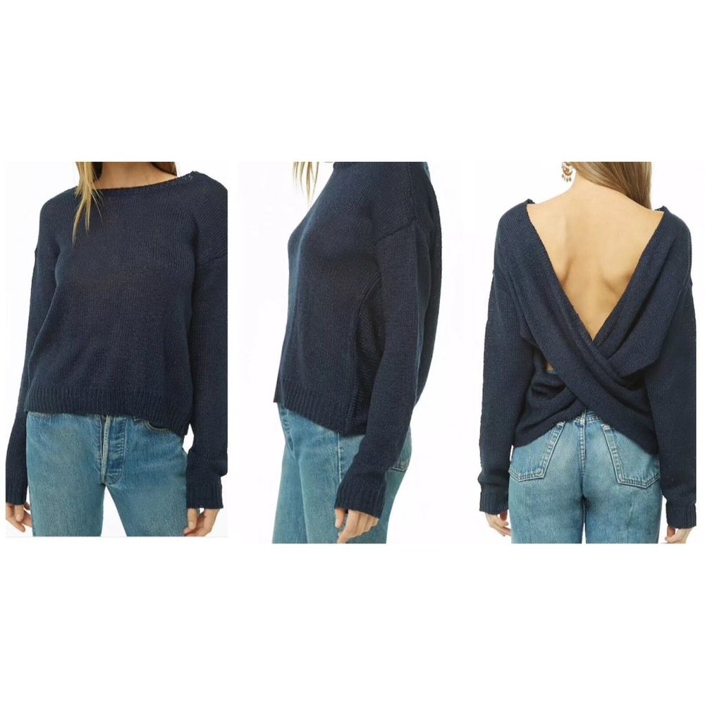 Cross Back Sweater Medium Open Long Sleeve Lightweight Pullover Cardigan NWT